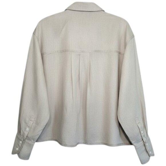 Reiss Nina Linen Overhead Open-Collar Shirt Sage Green 4 Designer Luxury Linen - Picture 7 of 11